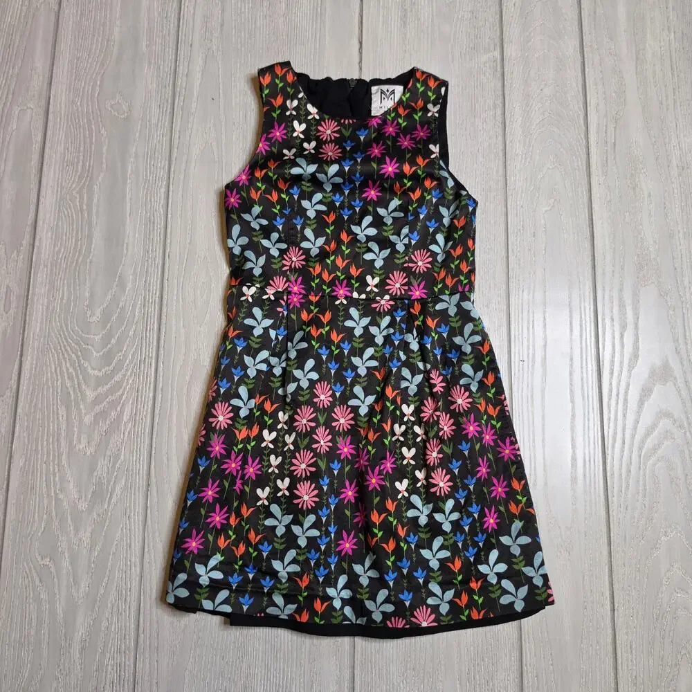 Milly Minis Girl's Black Floral Sleeveless Sheath Dress Size 10